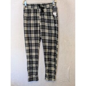 Hurley Men's Size M Fleece Lounge Pajama Pants Plaid Black Grey NWT
